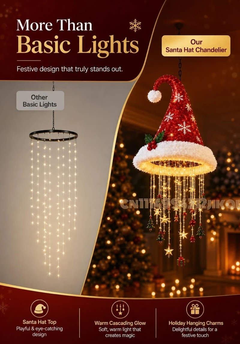 Lighted Santa Hat Hanging Chan - đánh giá và giá Lighting Christmas Decor