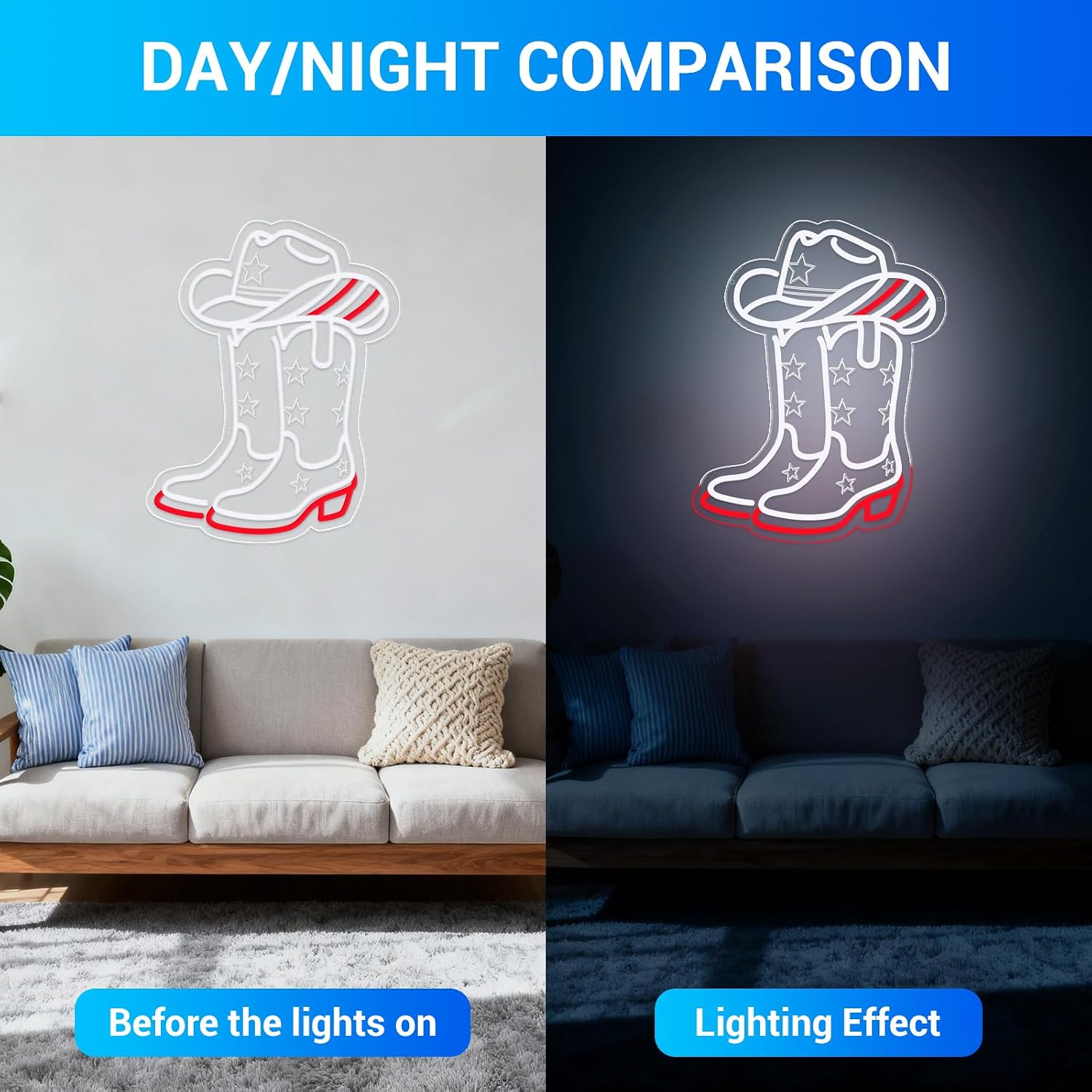 Cowboy Boots and Hat LED Neon  - đánh giá và giá Lighting Decoration Ideas