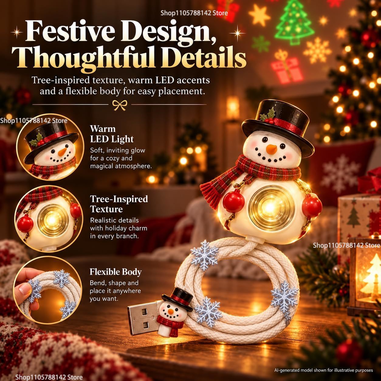 Christmas Snowman USB Christma - đánh giá và giá Lighting Christmas Decor